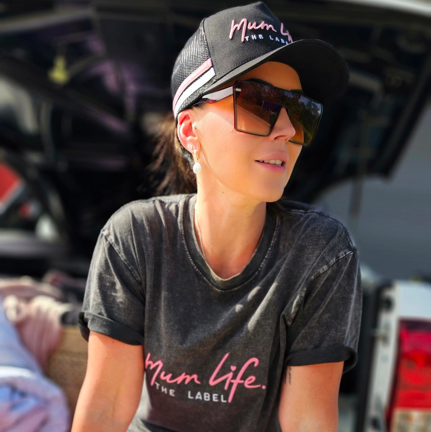 New Mum Life High Trucker Cap - Pink