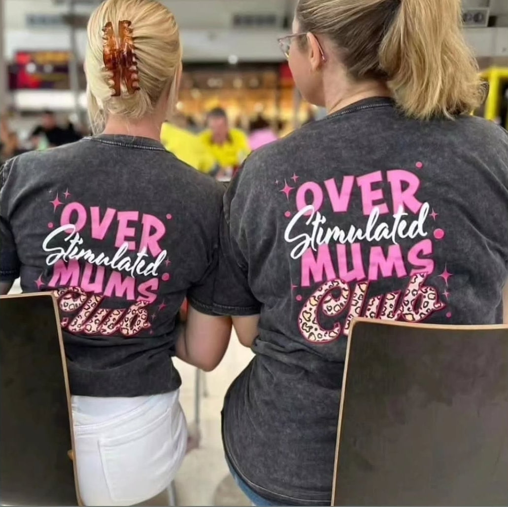 Over Stimulated Mums Club Acid Wash T-Shirt