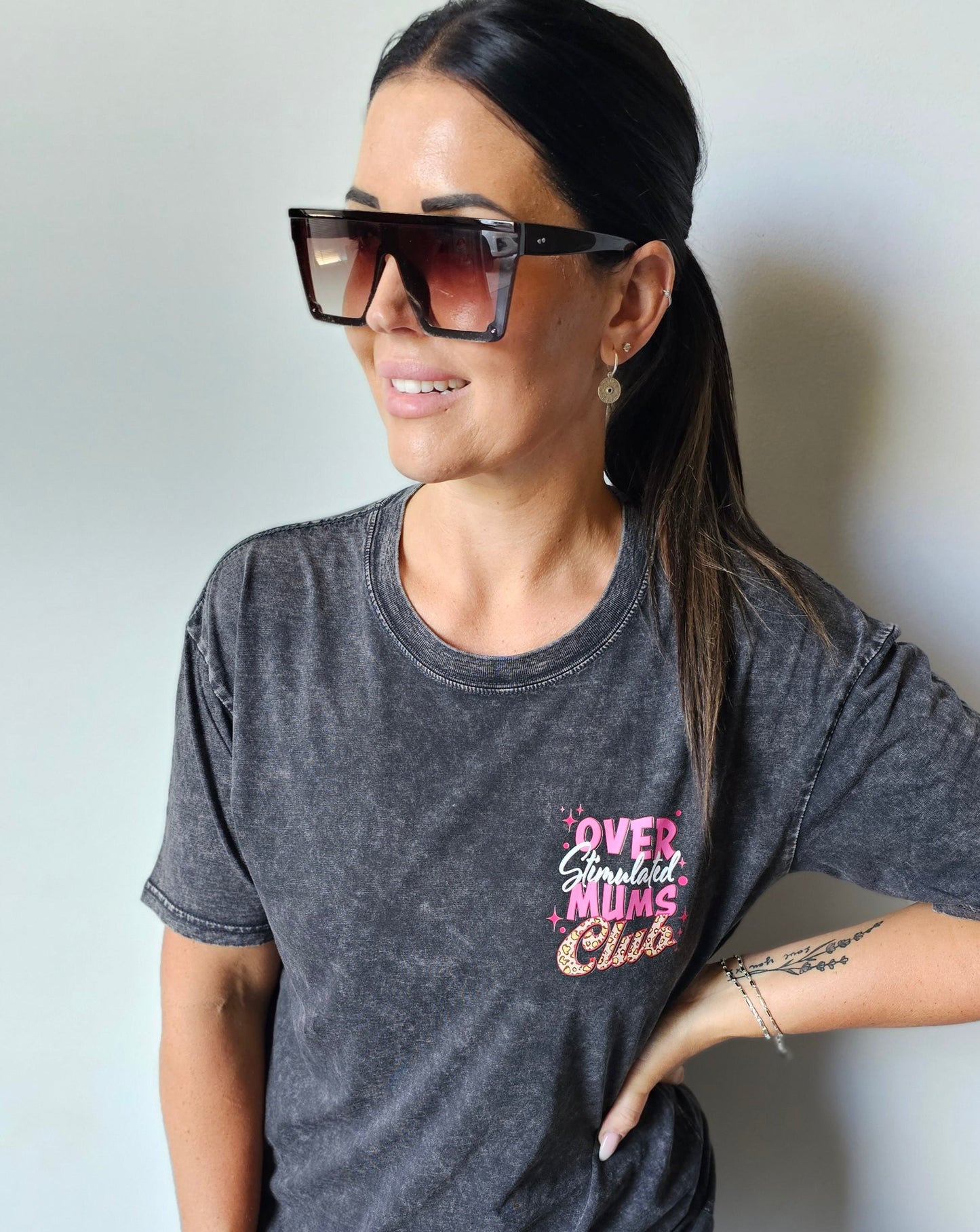 Over Stimulated Mums Club Acid Wash T-Shirt