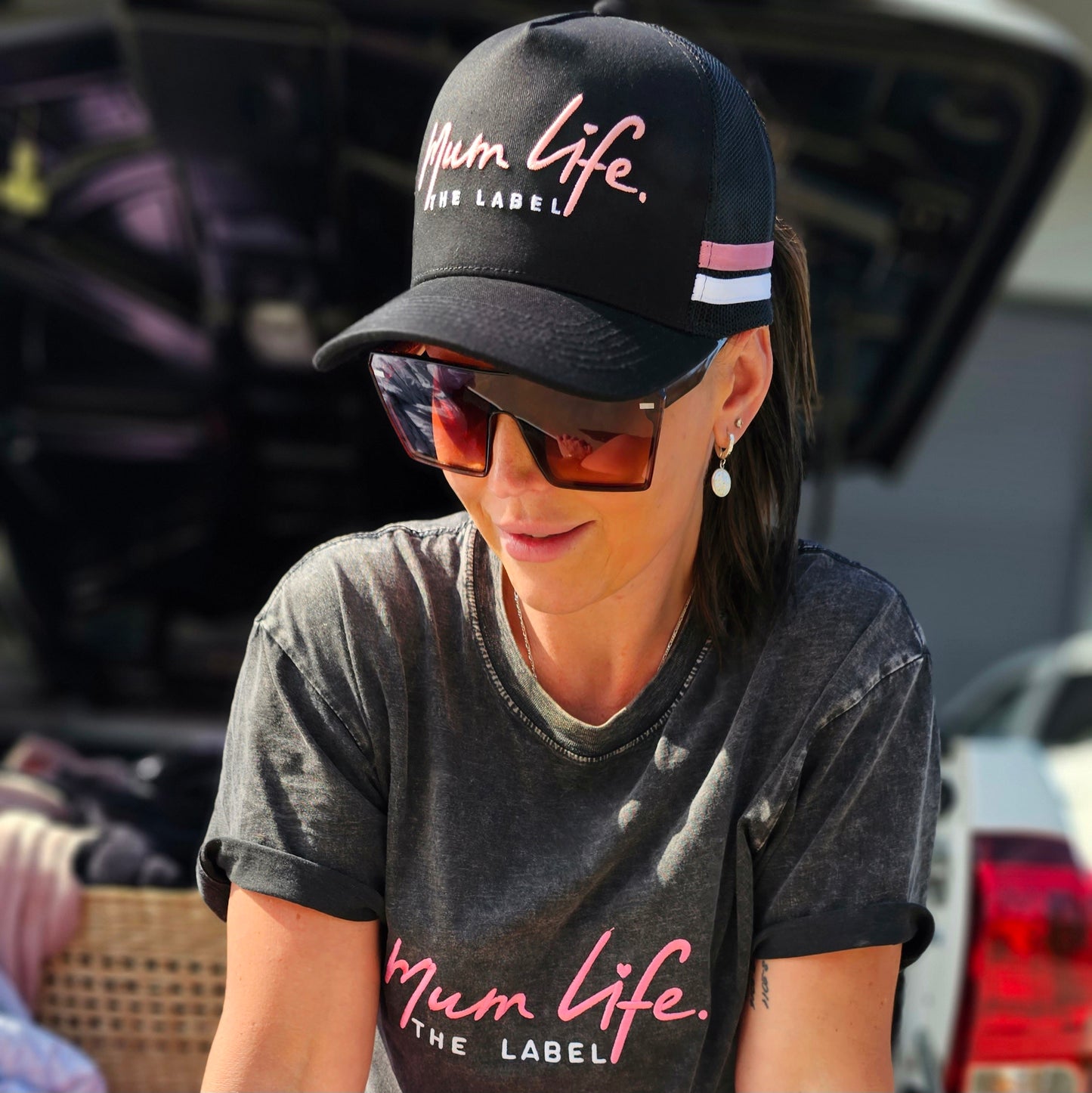 New Mum Life High Trucker Cap - Pink