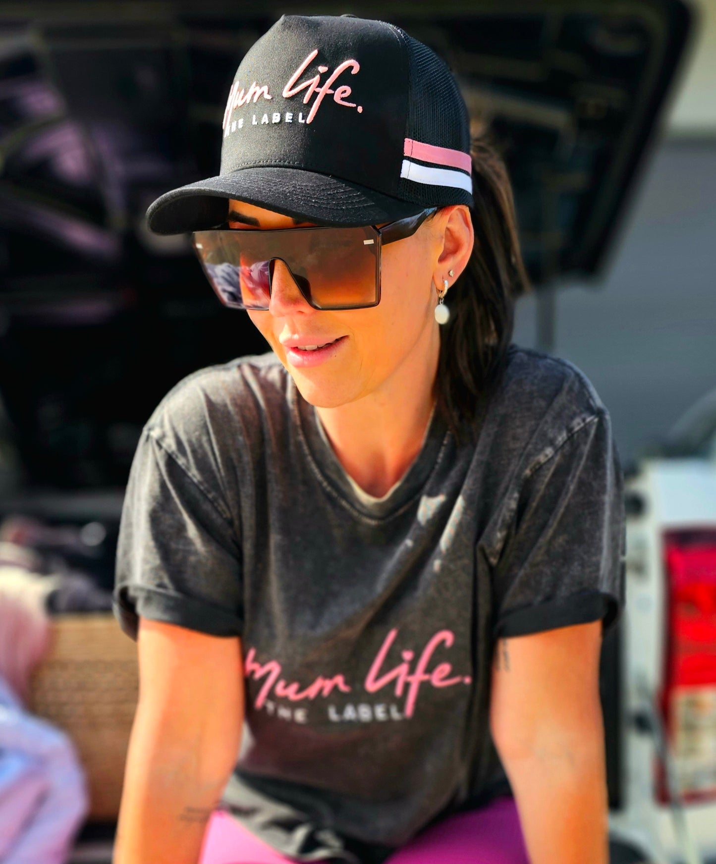 New Mum Life High Trucker Cap - Pink
