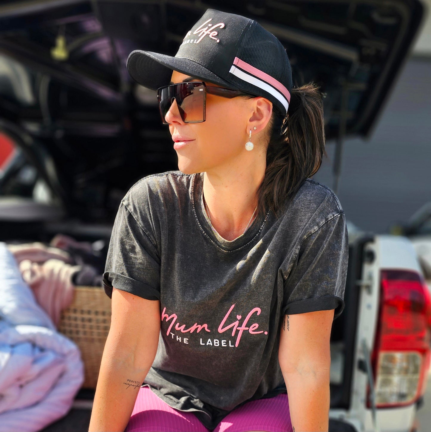New Mum Life High Trucker Cap - Pink