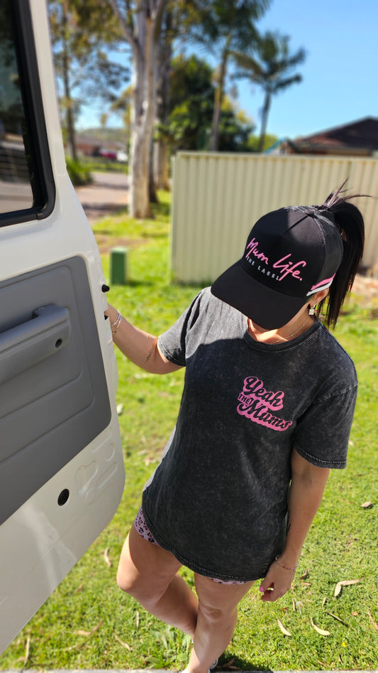 New Mum Life High Trucker Cap - Pink