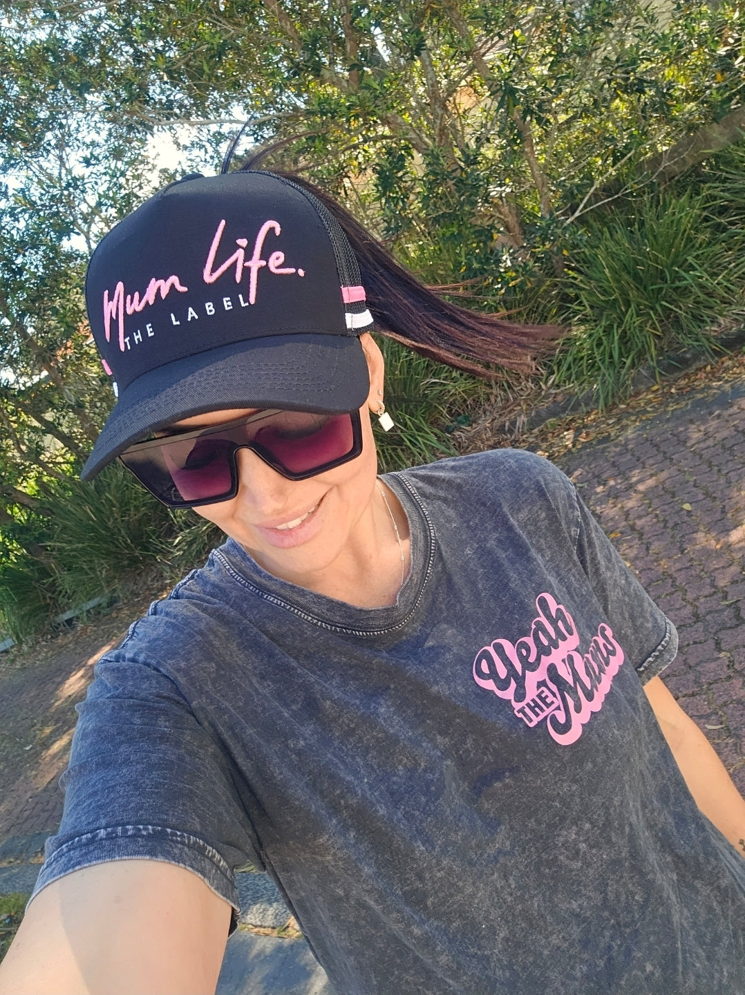 New Mum Life High Trucker Cap - Pink