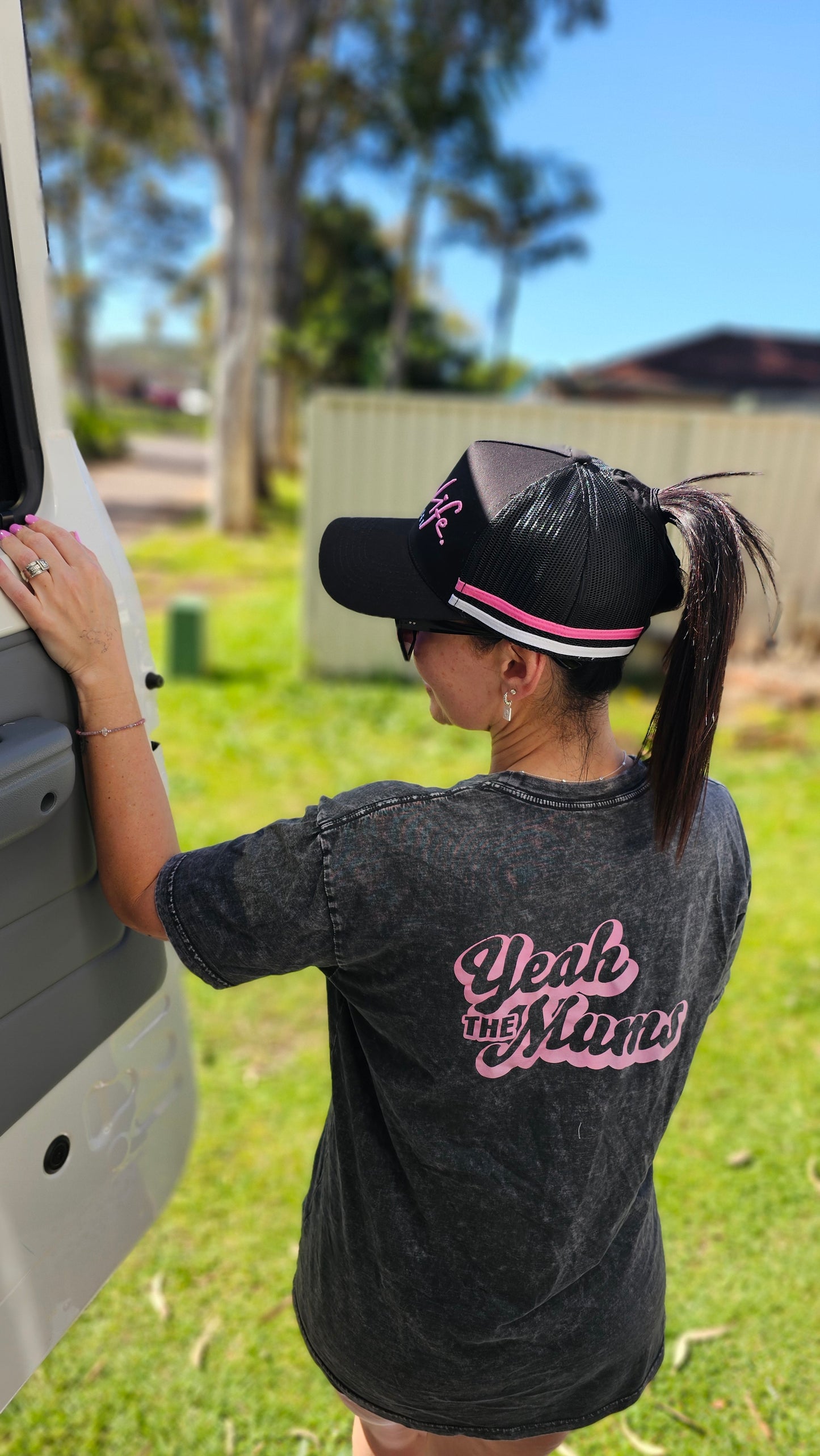 New Mum Life High Trucker Cap - Pink